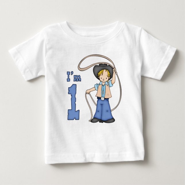Cowboy Roper 1st Birthday Baby T-Shirt (Front)
