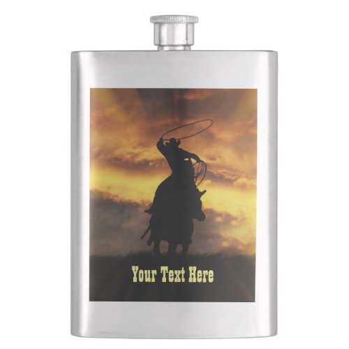 Cowboy Roping Custom Flask