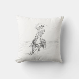Cowboy Roping Throw Pillow
