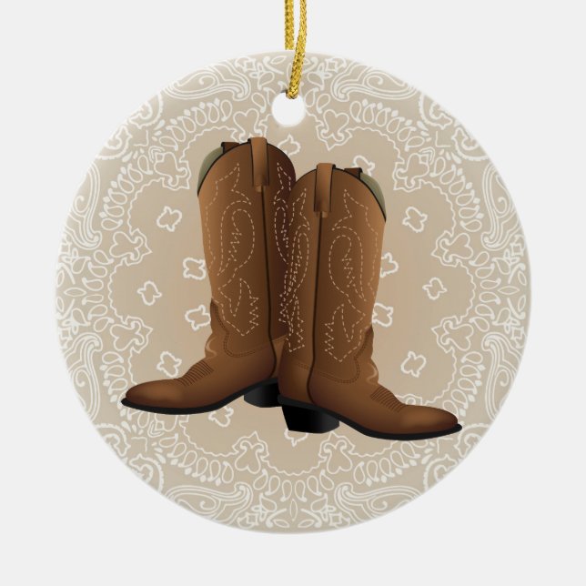 Cowboy Round Up! Ceramic Ornament (Front)