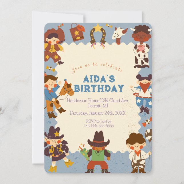 "Cowboy Roundup Birthday Party Invitation (Front)