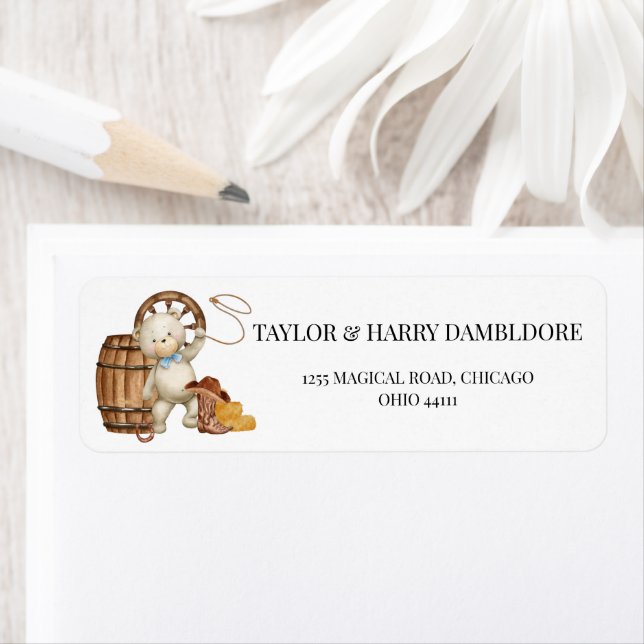 Cowboy Rustic baby shower Return Address Label (Insitu)