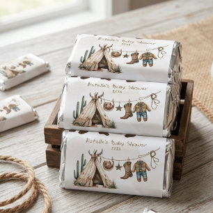 Cowboy rustic elegant watercolor baby shower  hershey's miniatures
