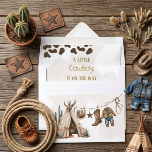 Cowboy rustic howdy Western watercolor baby shower Envelope Liner