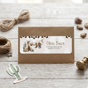 Cowboy rustic howdy Western watercolor baby shower Label