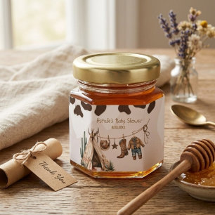 Cowboy rustic modern Western desert baby shower Honey Jar Favors