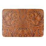 Cowboy Rustic Western Country Tooled Leather Print Bath Mat at Zazzle