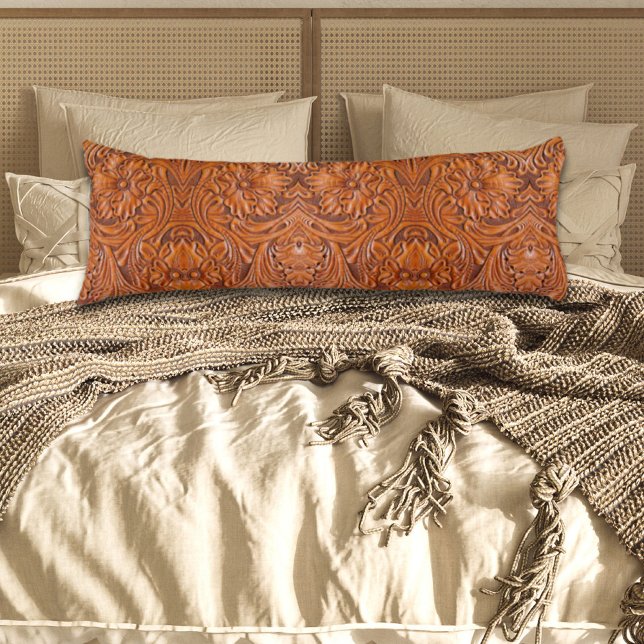 Cowboy Rustic western country tooled leather print Body Pillow (Creator Uploaded)