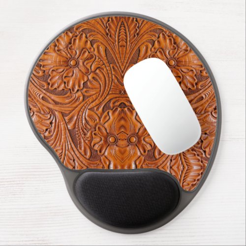 Cowboy Rustic western country tooled leather print Gel Mouse Pad