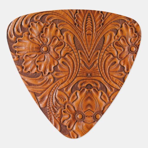 Cowboy Rustic western country tooled leather print Guitar Pick