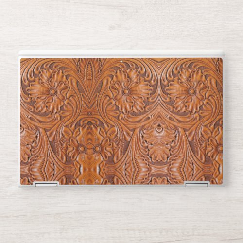 Cowboy Rustic western country tooled leather print HP Laptop Skin