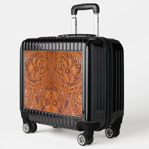 Cowboy Rustic western country tooled leather print Luggage