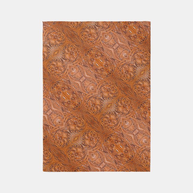 Cowboy Rustic western country tooled leather print Outdoor Rug (Front (Vertical))
