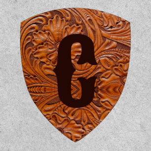 Cowboy Rustic western country tooled leather print Patch