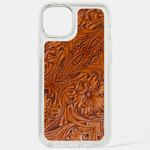 Cowboy Rustic western country tooled leather print iPhone 15 Plus Case