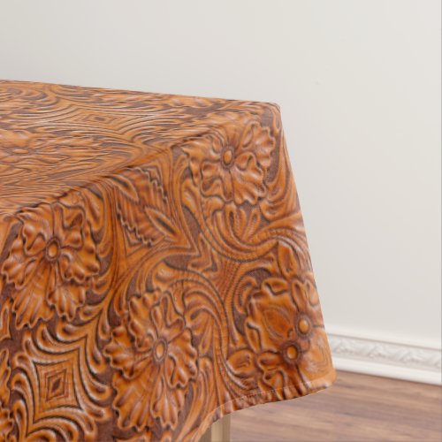 Cowboy Rustic western country tooled leather print Tablecloth