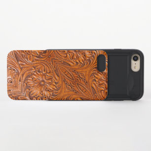 Cowboy Rustic western country tooled leather print iPhone 8/7 Slider Case