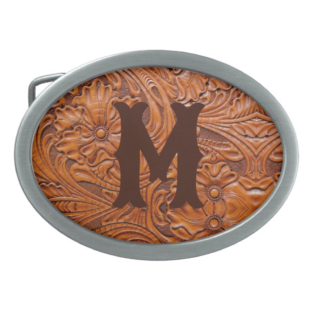Cowboy Rustic western country wedding monogram Belt Buckle (Front)