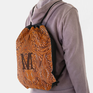 Cowboy Rustic western country wedding monogram Drawstring Bag