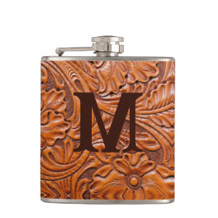 Cowboy Rustic western country wedding monogram Flask
