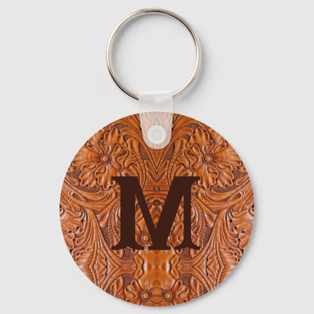 Cowboy Rustic western country wedding monogram Keychain (Front)