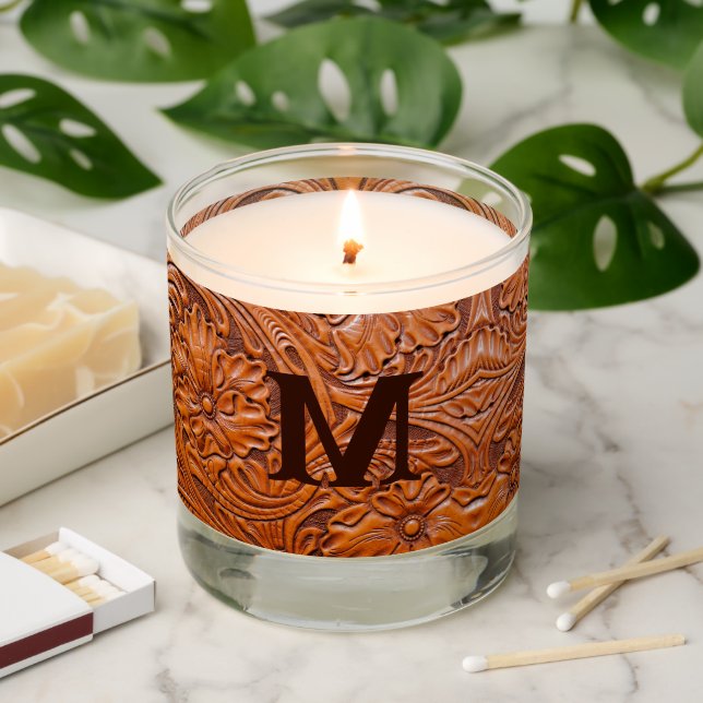 Cowboy Rustic western country wedding monogram Scented Candle (Lit)