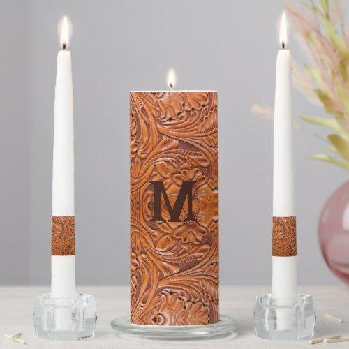 Cowboy Rustic western country wedding monogram Unity Candle Set