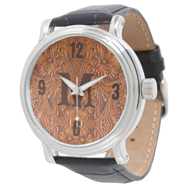 Cowboy Rustic western country wedding monogram Watch (Angled)