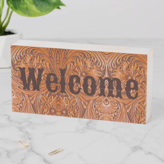 Cowboy Rustic western country welcome Wooden Box Sign | Zazzle