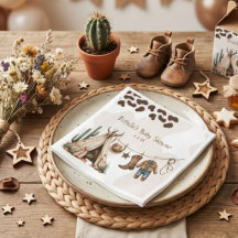 Cowboy rustic Western desert watercolor baby showe