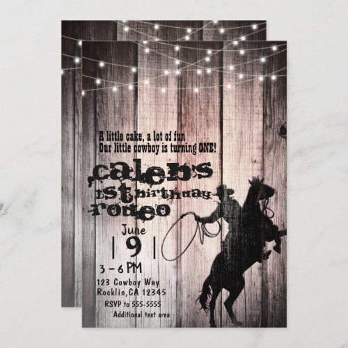 Cowboy Rustic Wood Barn Country 1st Birthday Party Invitation