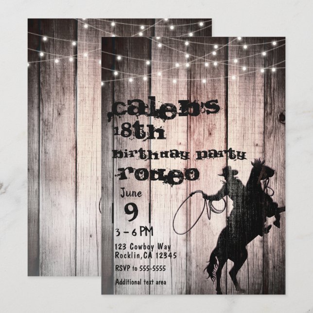 Cowboy Rustic Wood Barn Country Birthday Party Invitation (Front/Back)
