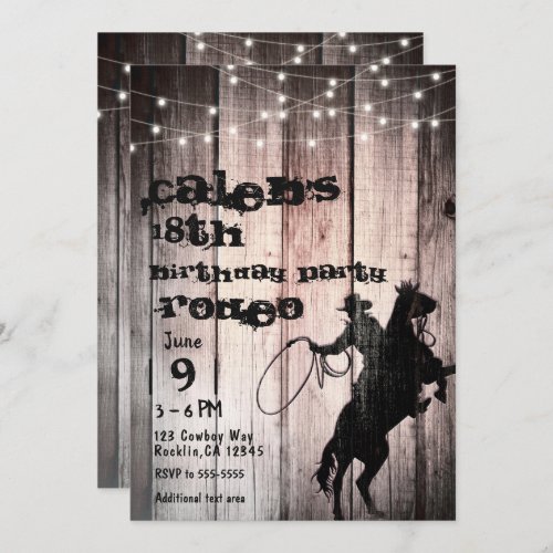 Cowboy Rustic Wood Barn Country Birthday Party Invitation