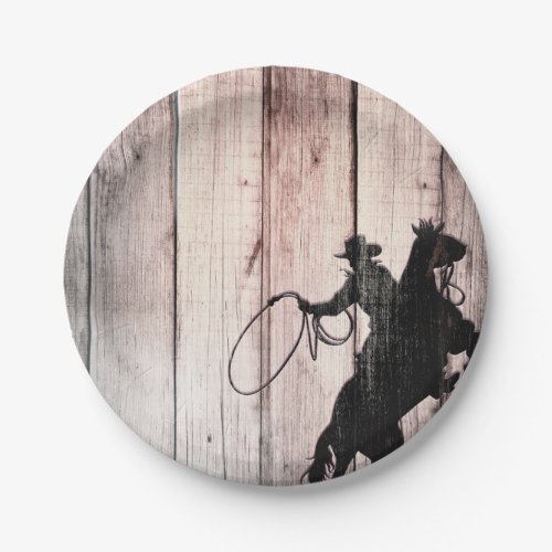 Cowboy Rustic Wood Barn Country Birthday Party Paper Plates