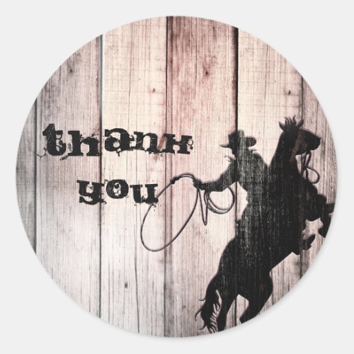 Cowboy Rustic Wood Barn Country Party Favor Classic Round Sticker