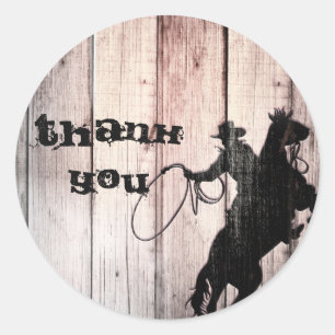 Cowboy Rustic Wood Barn Country Party Favor Classic Round Sticker