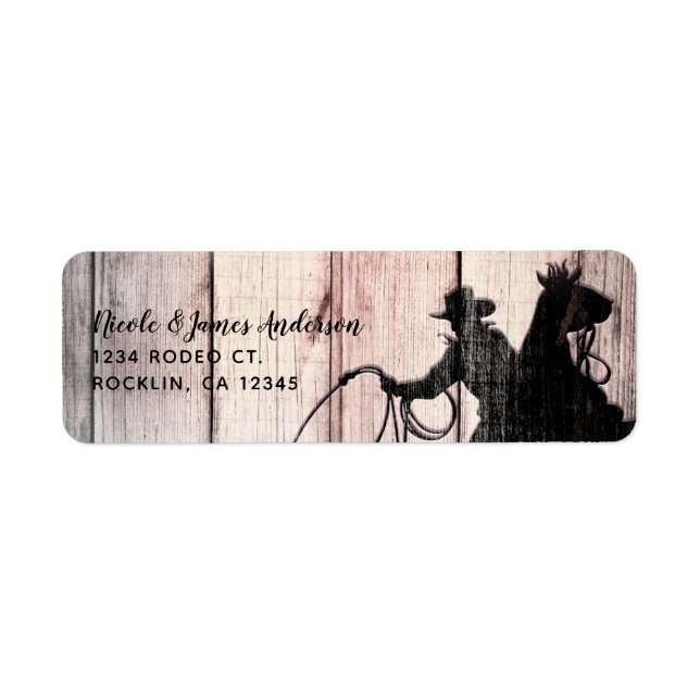 Cowboy Rustic Wood Barn Country Party Label (Front)