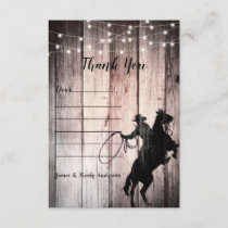 Cowboy Rustic Wood Barn Country Wild West Thank You Card
