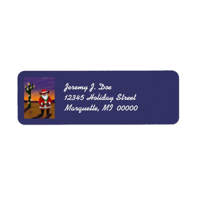 Cowboy Santa Cactus Tree Lights Christmas Labels (Front)