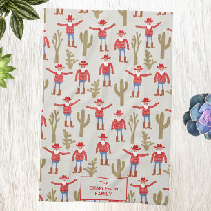 Cowboy Santa Claus Christmas Personalized Kitchen Towel