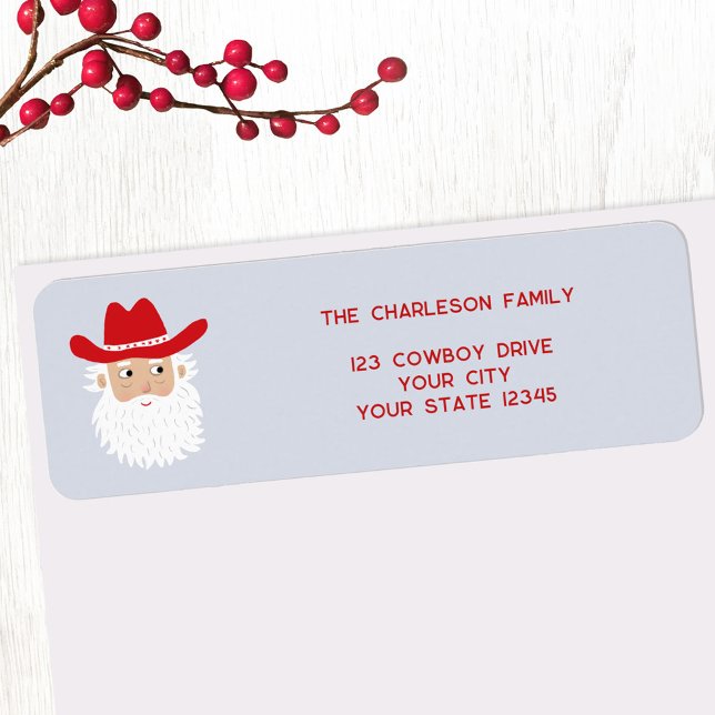 Cowboy Santa Claus Christmas Return Address Label (Fun Cowboy Santa Claus Western Christmas Holiday return address labels)