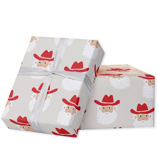 Cowboy Santa Claus Christmas Wrapping Paper (Fun Cowboy Santa Claus Western Christmas Holiday gift wrapping paper)