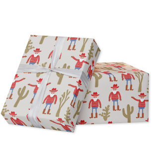 Cowboy Santa Claus Christmas Wrapping Paper