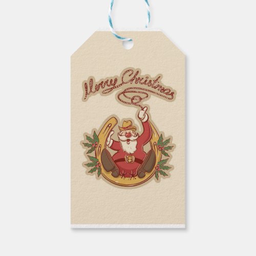 Cowboy Santa Claus Gift Tags