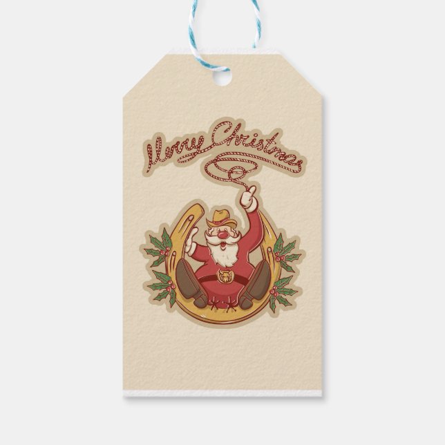 Cowboy Santa Claus Gift Tags (Back)