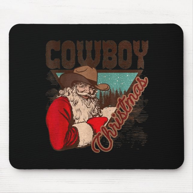 Cowboy Santa Claus Merry Christmas Western Country Mouse Pad (Front)