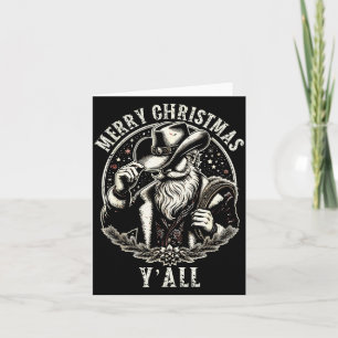 Cowboy Santa Claus Merry Christmas Y'all Western C Card