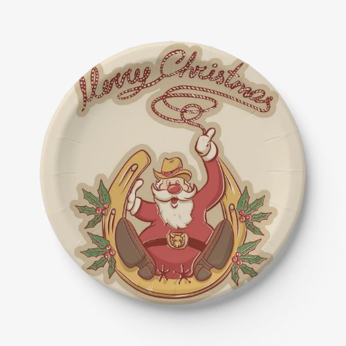 Cowboy Santa Claus Paper Plates