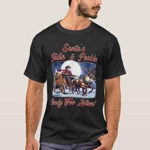 Cowboy Santa Claus Wagon Christmas Holiday Spirit T-Shirt