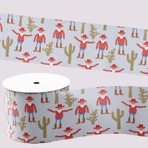 Cowboy Santa Claus Western Christmas Grosgrain Ribbon